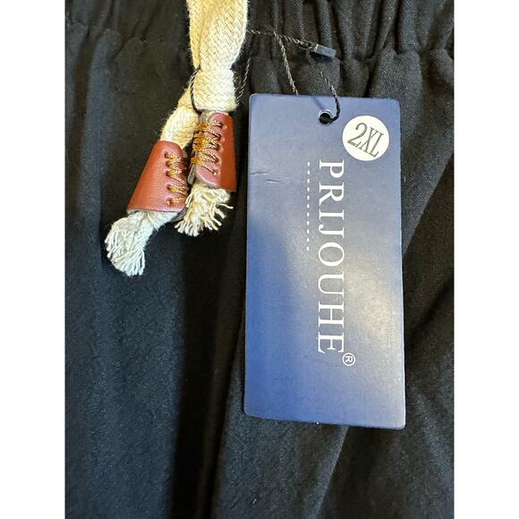 NWT Prijouhe Black Pull On Cotton Capri Joggers Size 2XL - Picture 3 of 8